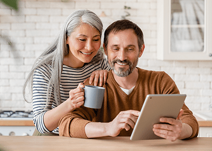 Couple looking at bank account